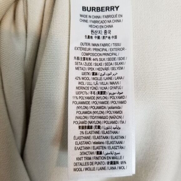 Burberry Women' Oatmeal Saadia Peplum Mini Dress Sz S Wool Blend Designer Party - Picture 8 of 8